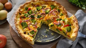 Met deze kleurrijke groentequiche haal ik het voorjaar direct in huis